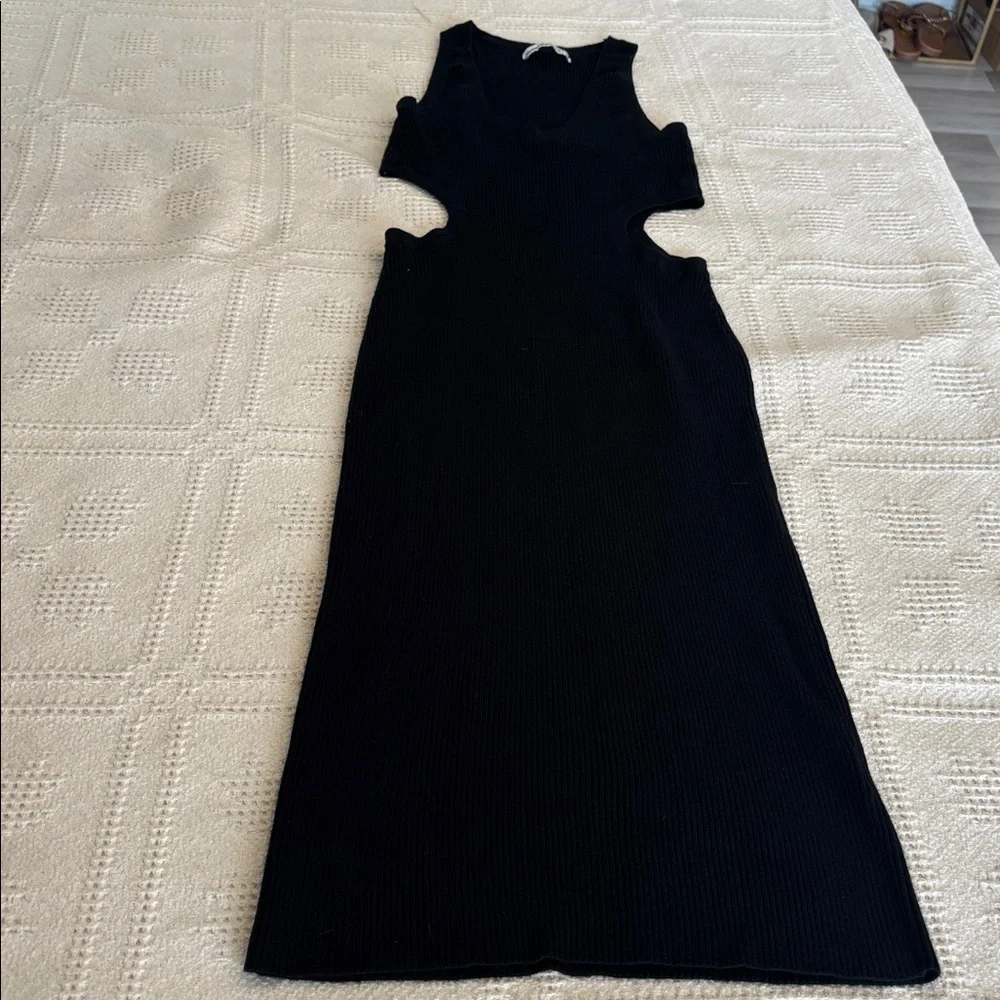 Abercrombie & Fitch  Black Cutout‎ Ribbed Tank Midi Dress Size M